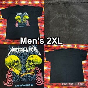 Metallica Live In Concert 1992 Men’s 2XL Tour Graphic Band Black T-Shirt Skulls
